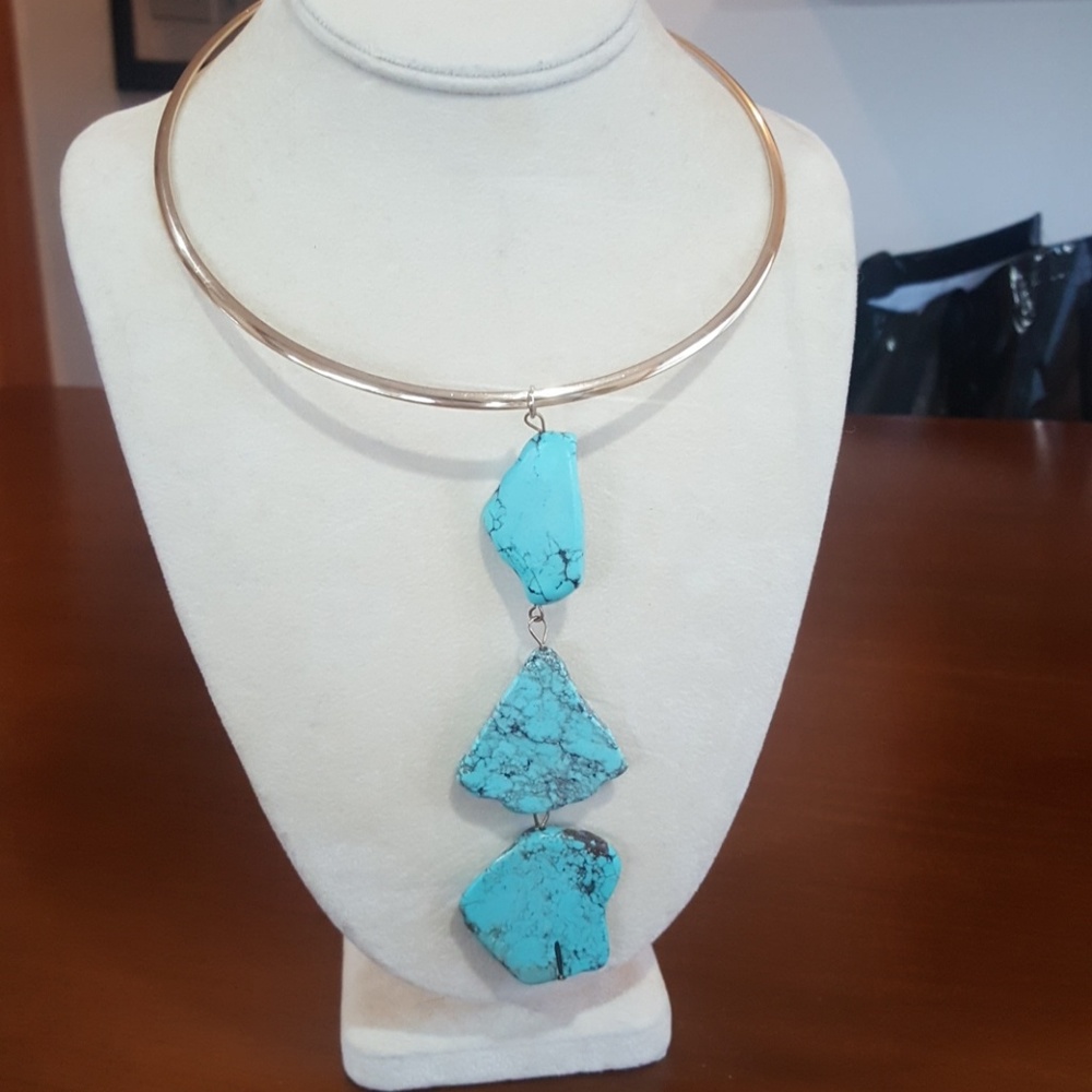 Boho Tuorquoise/ Gold tone Necklace